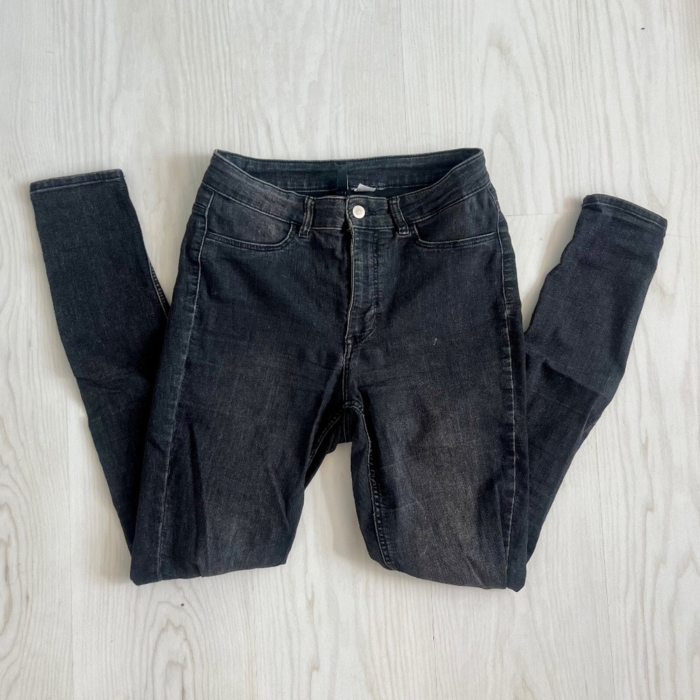 Divided H&M Faded Black High Rise Skinny Stretch Jeans 8